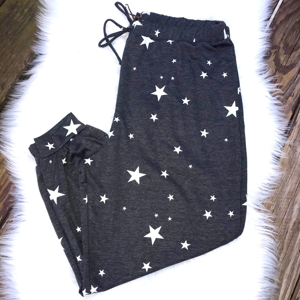 Green Envelope French Terry Star Print Jogger